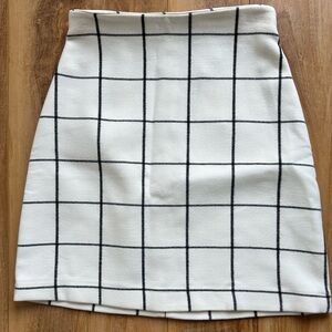 H&M White and Black Grid Pencil Skirt